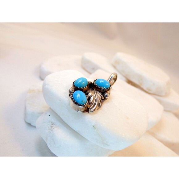 Vintage Native American Navajo  Sterling Silver Turquoise Pendant - Picture 7 of 8